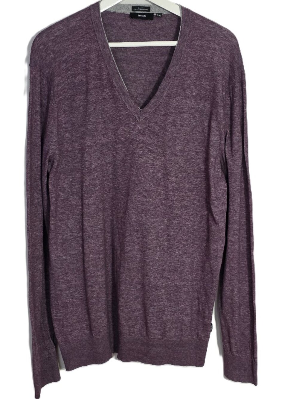 Hugo Boss purple & gray v neck knit sweater